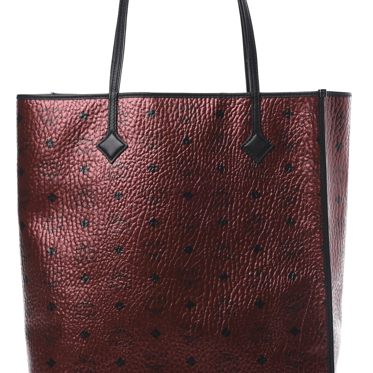 Metallic Visetos Medium Kira North South Shopper Tote Scooter Red