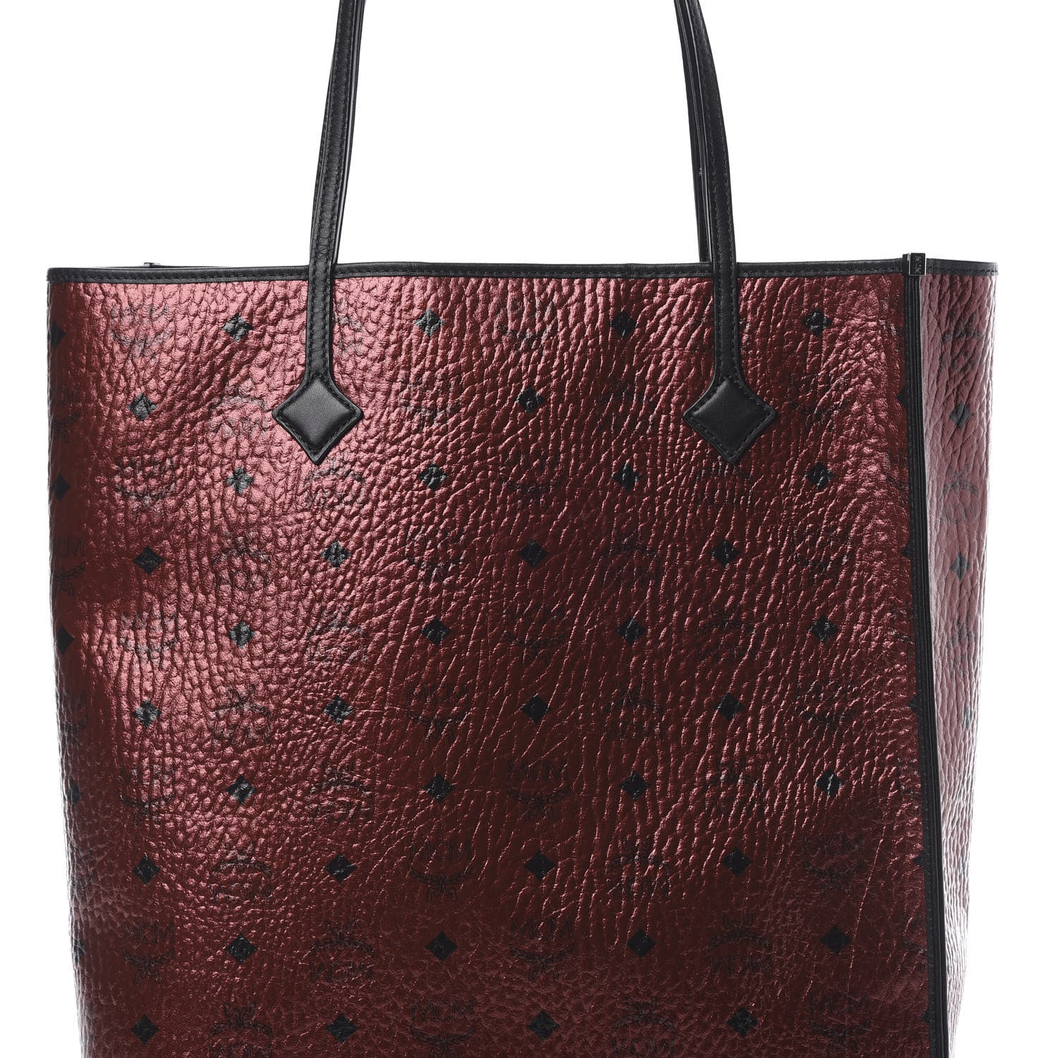MCM Metallic Visetos Medium Kira North South Shopper Tote Scooter Red 8 of 11