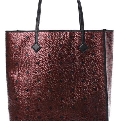 MCM Metallic Visetos Medium Kira North South Shopper Tote Scooter Red 8 of 11
