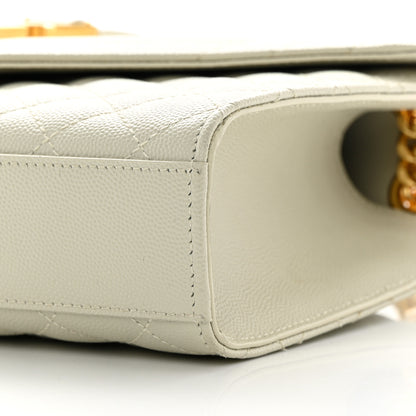 Saint Laurent Grain De Poudre Textured Mixed Matelasse Medium Triquilt Monogram Satchel Crema Soft 10 of 17