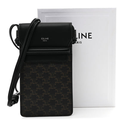 Celine Triomphe Canvas Lambskin Phone Pouch With Flap Black 10 of 10