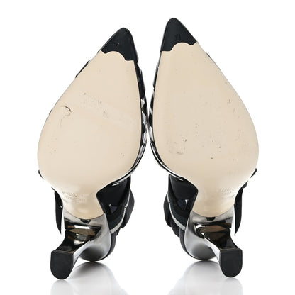 Fendi PVC Vitello FF Colibri 85mm Slingback Pumps 38 Transparent Black 5 of 9