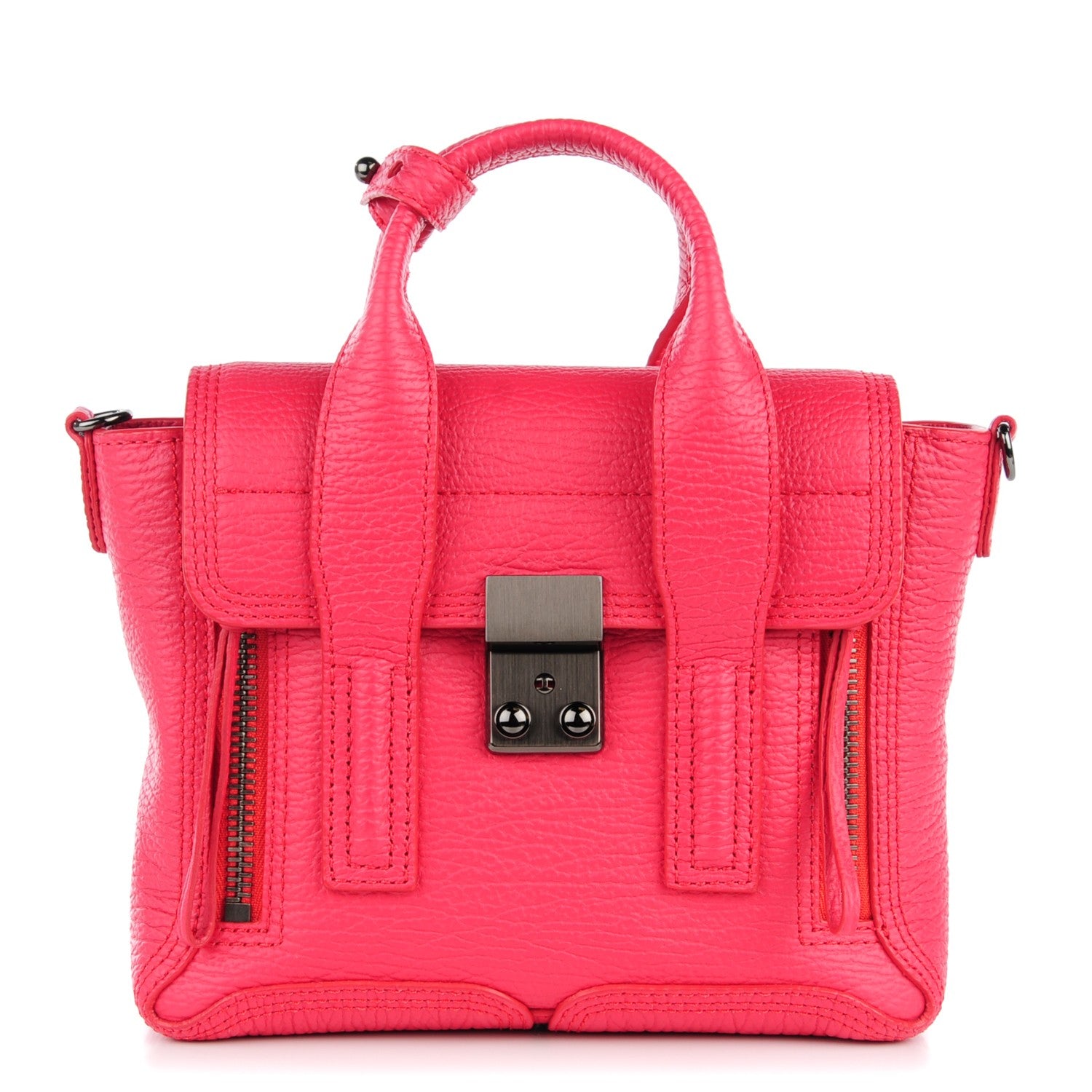 3.1 Phillip Lim 3.1 Textured Calfskin Mini Pashli Satchel Raspberry 1 of 8