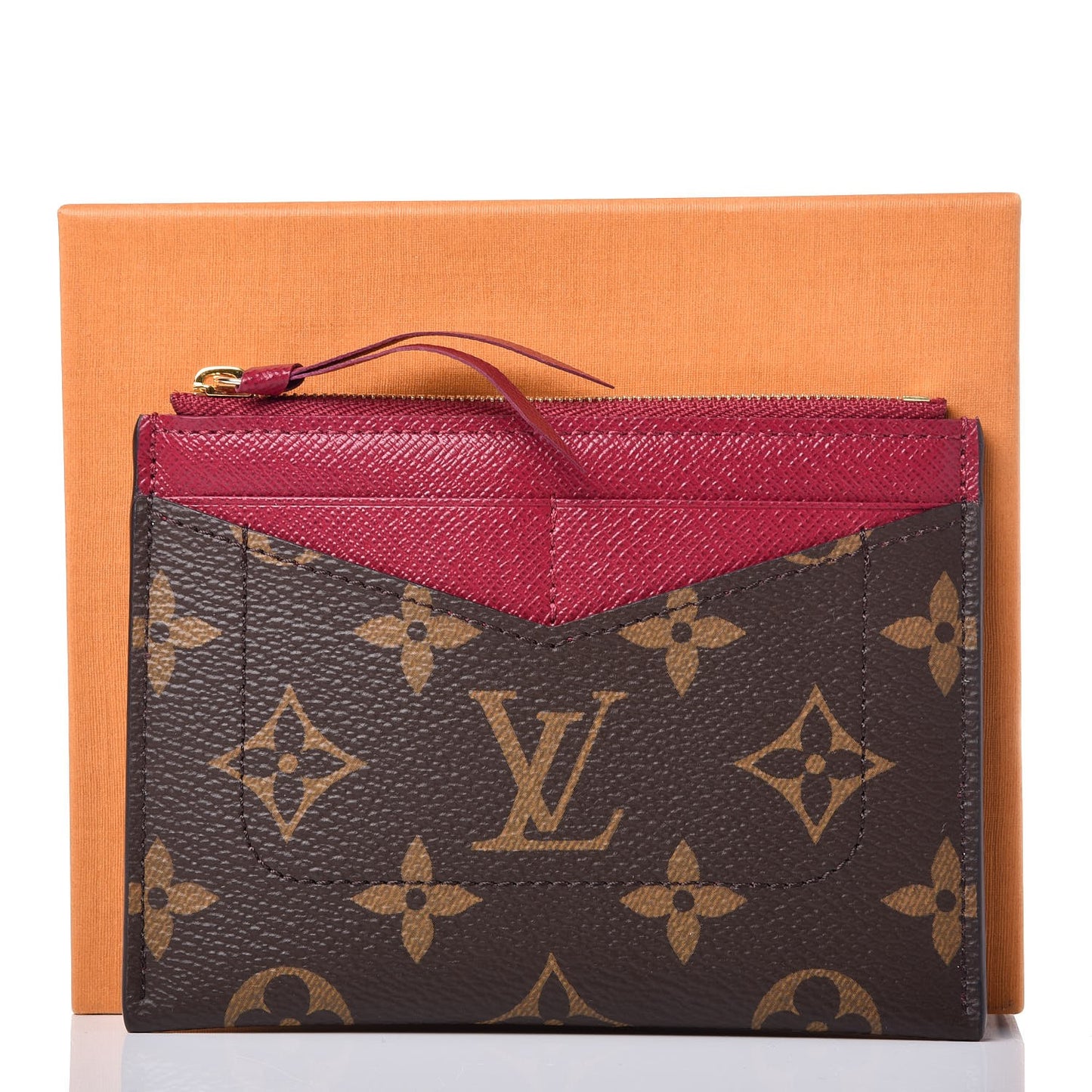 Monogram Zipped Card Holder Fuchsia