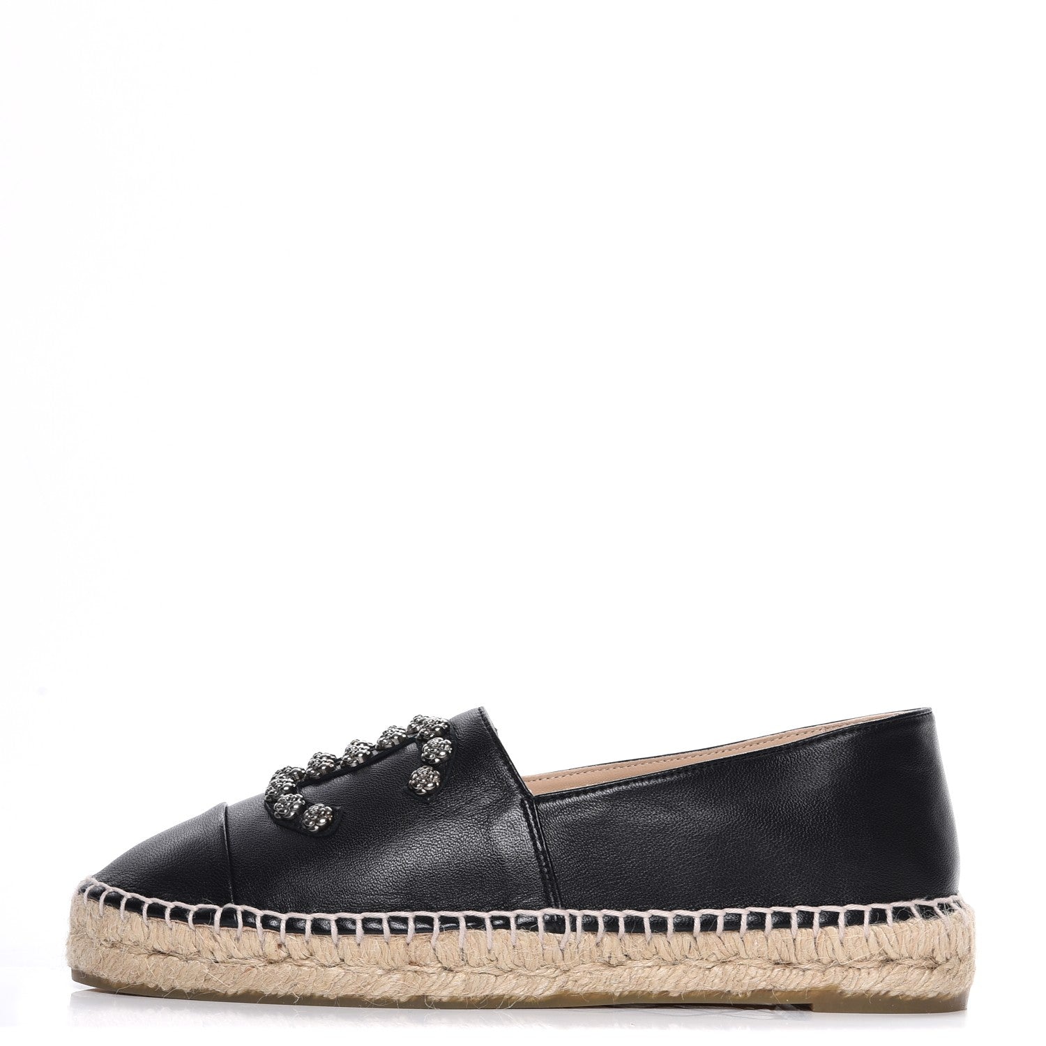 Chanel Lambskin Camellia CC Stud Espadrilles 39 Black 1 of 10