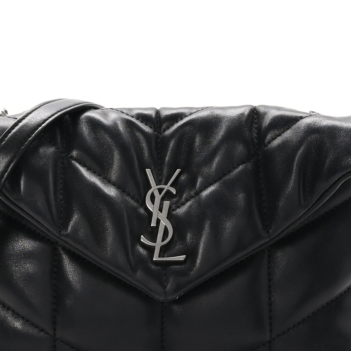 Lambskin Quilted Toy Loulou Puffer Monogram Chain Satchel Black
