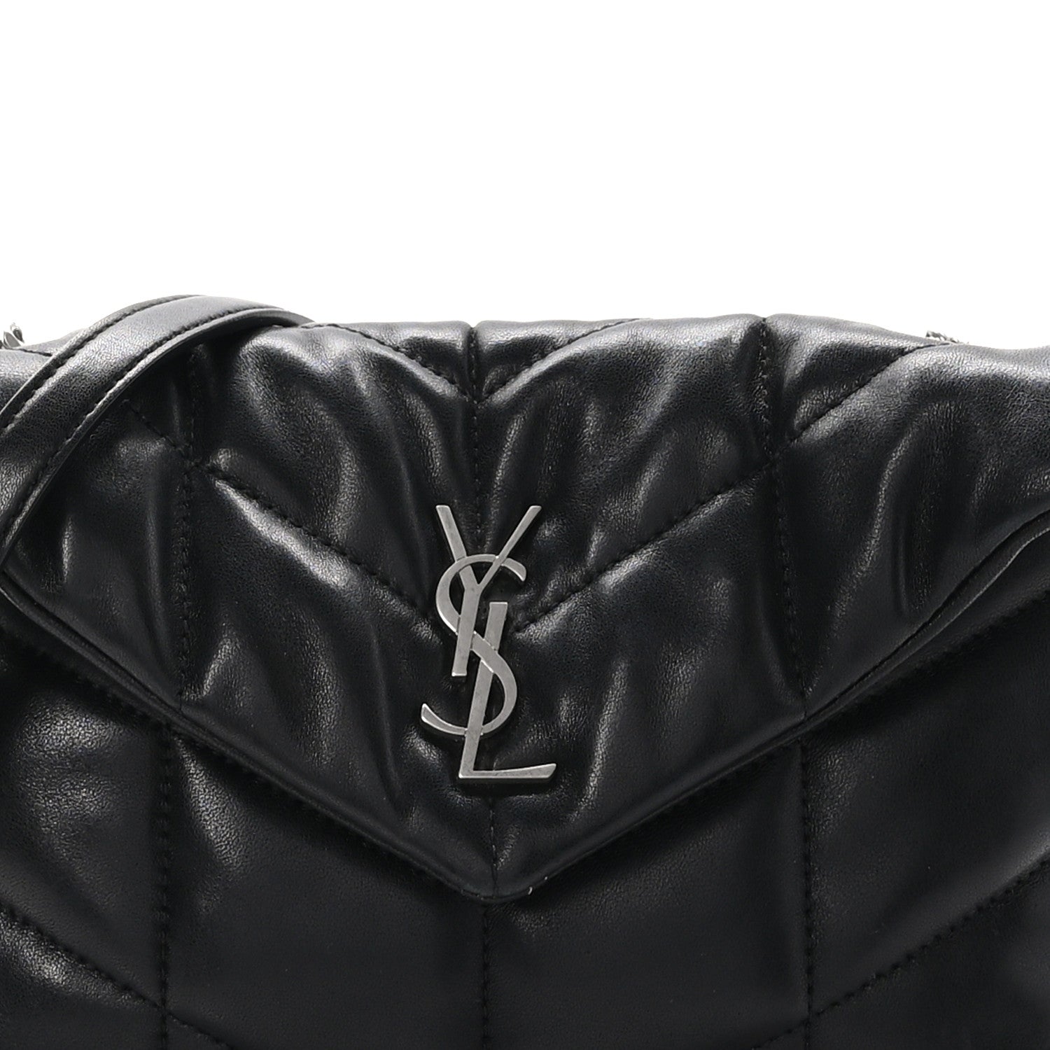 Saint Laurent Lambskin Quilted Toy Loulou Puffer Monogram Chain Satchel Black 8 of 12