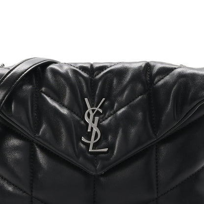 Saint Laurent Lambskin Quilted Toy Loulou Puffer Monogram Chain Satchel Black 8 of 12