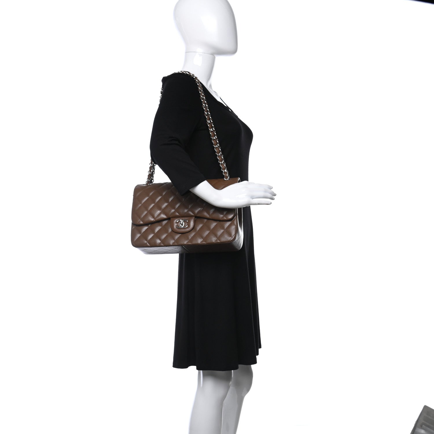 Chanel Caviar Quilted Jumbo Double Flap Brown 3 of 9