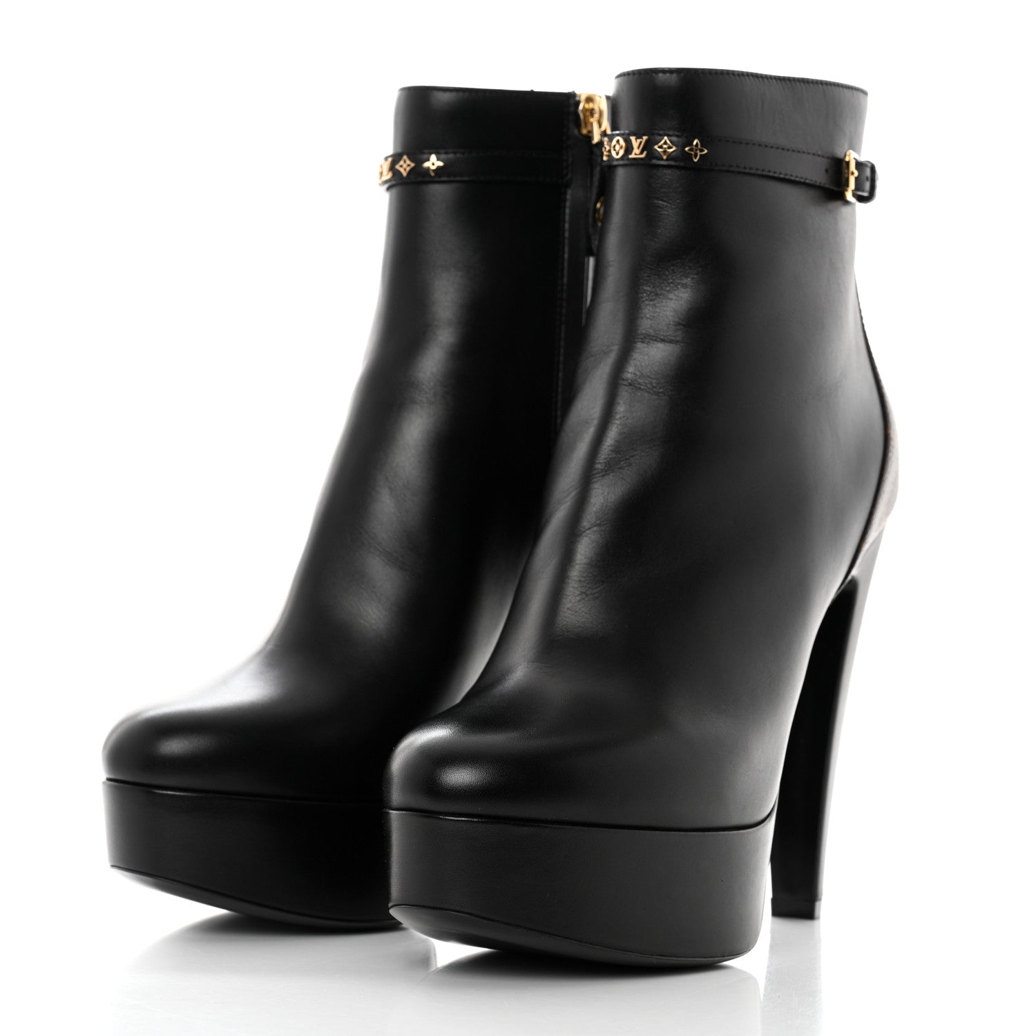 Louis Vuitton Calfskin Monogram Afterglow Platform Ankle Boots 39 Black 3 of 8