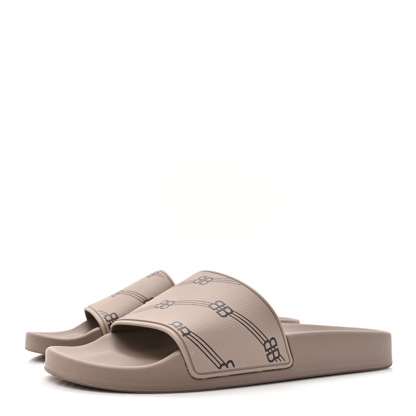 Rubber Allover Logo Pool Slide Sandals 38 Dark Mink