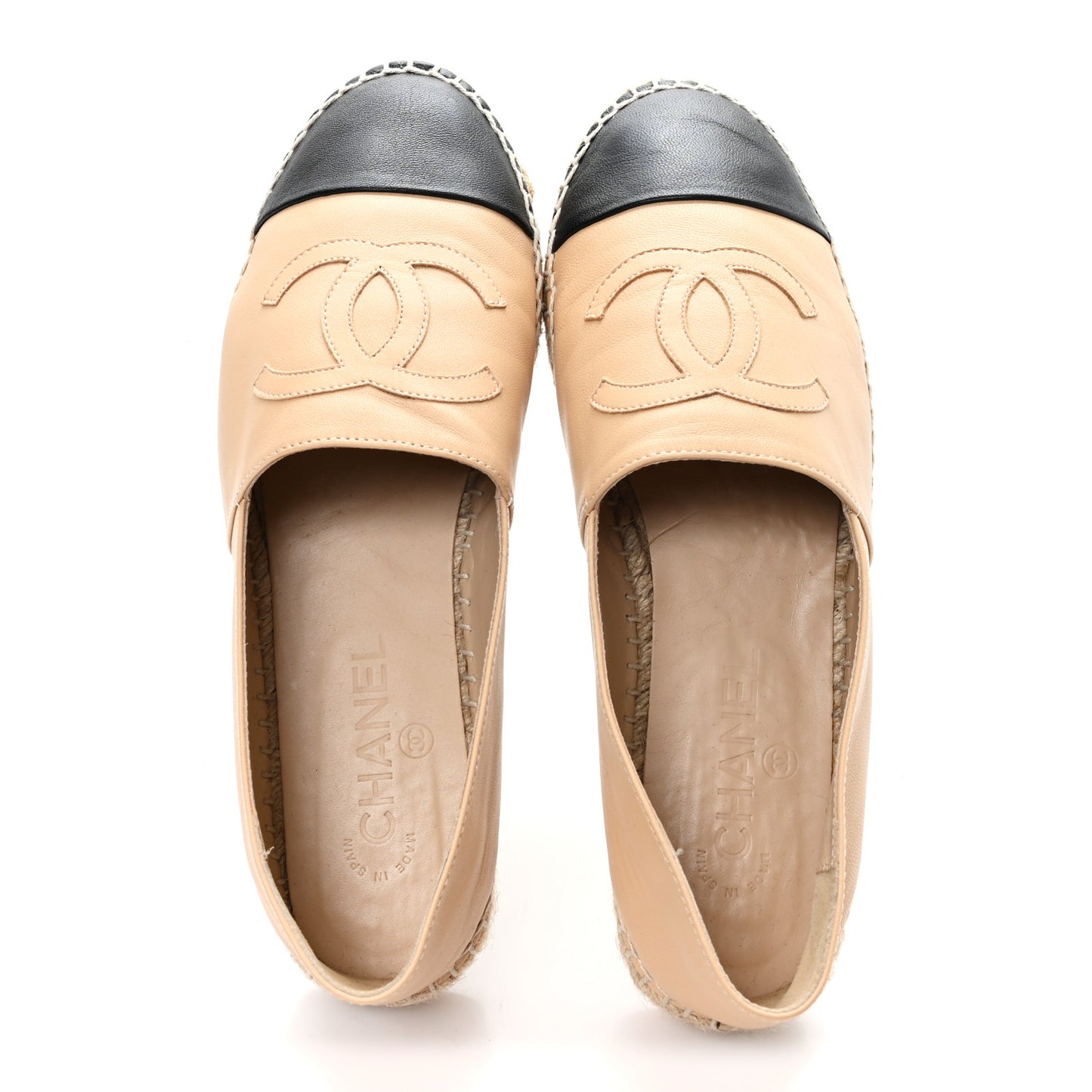 Lambskin CC Espadrilles 39 Beige Black