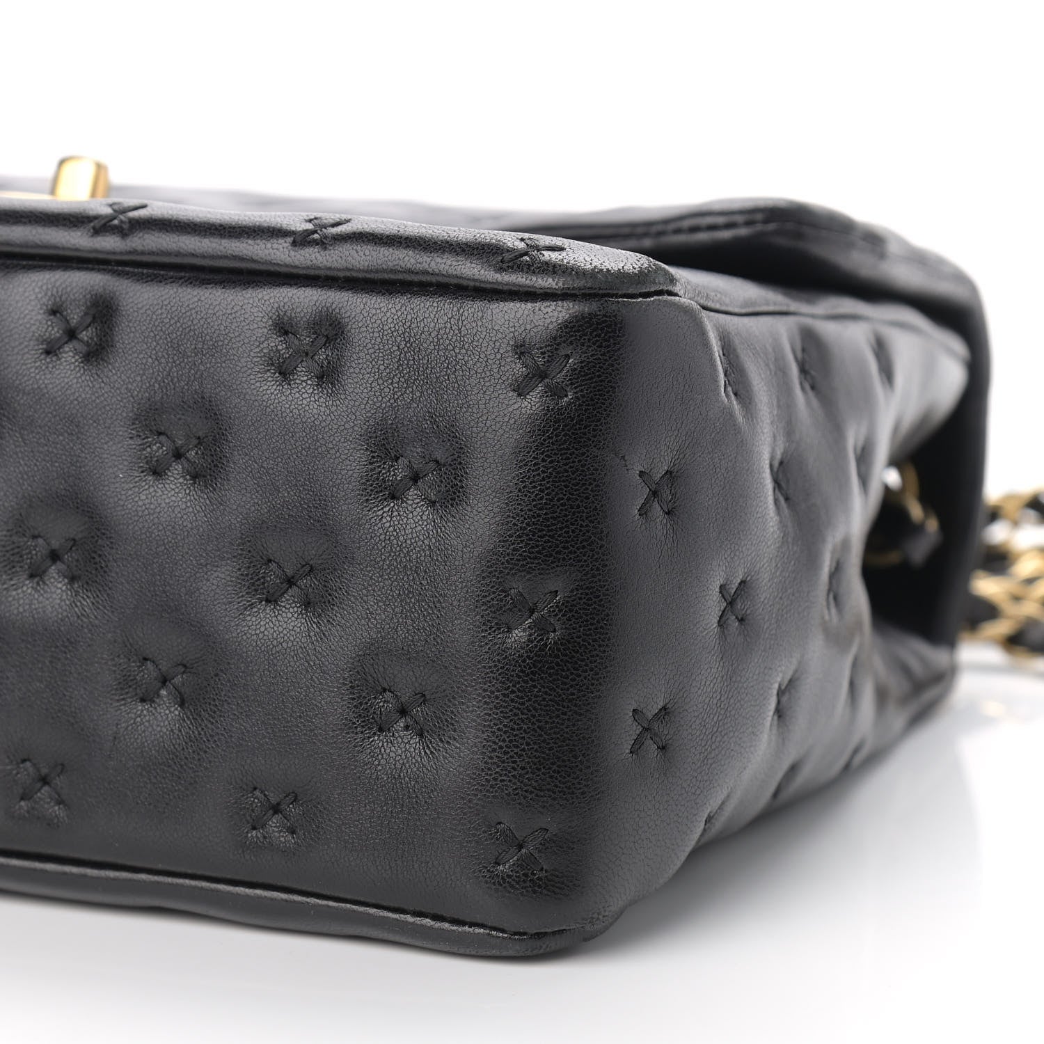 Chanel Lambskin Cross Stitch Small Coco Handle Flap Dark Black 6 of 10