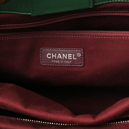 Chanel Caviar Chevron Quilted Large Coco Handle Shopping Tote Dark Green 6 of 10