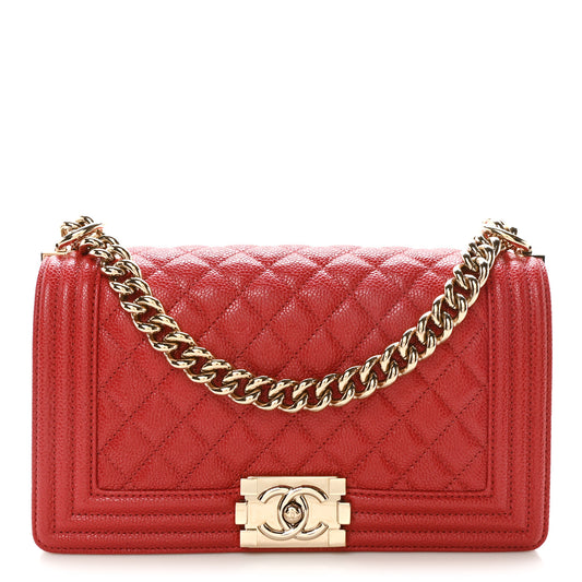 Caviar Quilted Medium Boy Flap Red
