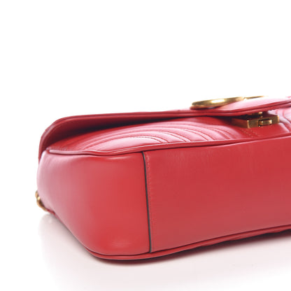 Gucci Calfskin Matelasse Small GG Marmont Shoulder Bag Hibiscus Red 8 of 10