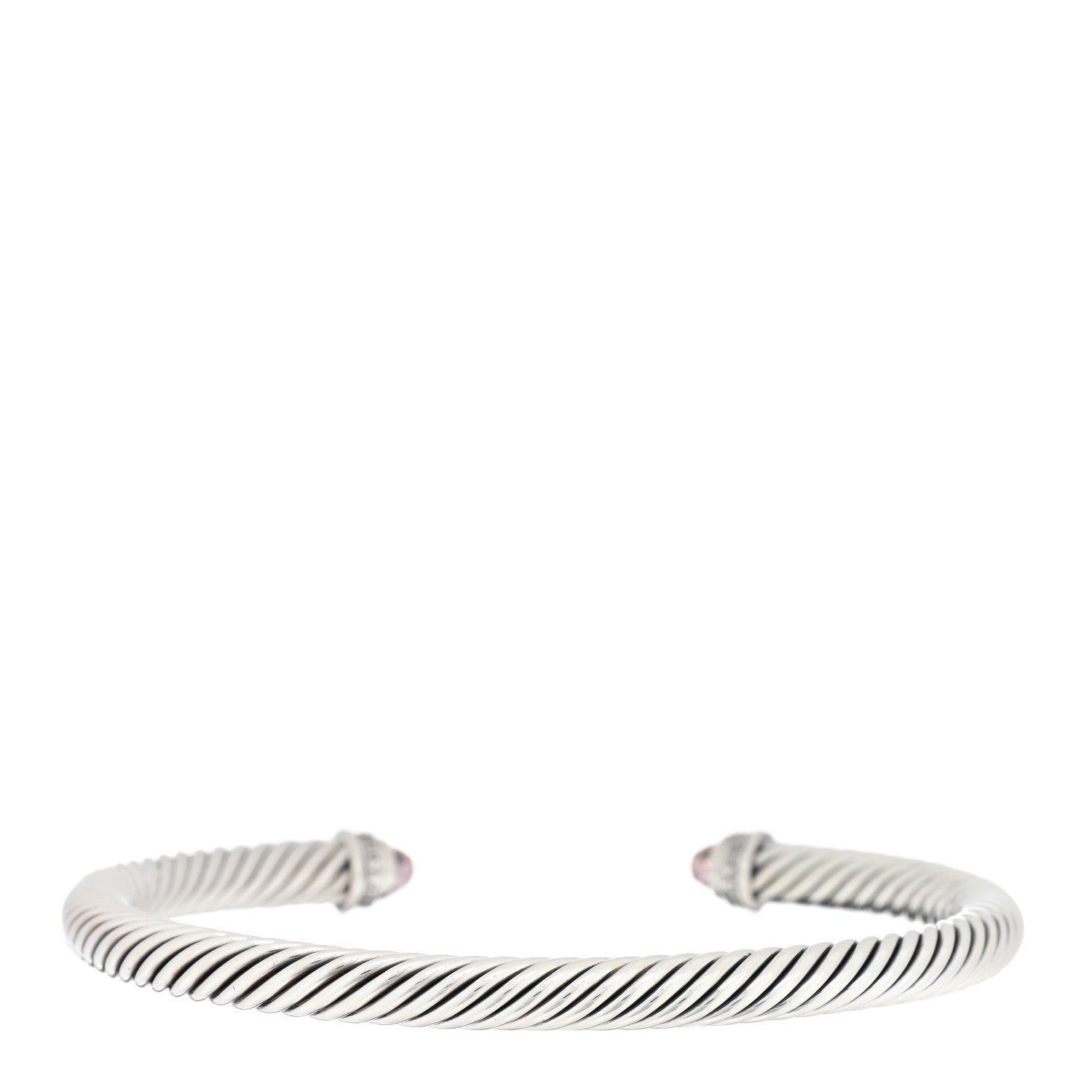 David Yurman Sterling Silver Diamond Morganite 5mm Cable Classics Bracelet 2 of 3