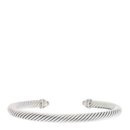 David Yurman Sterling Silver Diamond Morganite 5mm Cable Classics Bracelet 2 of 3