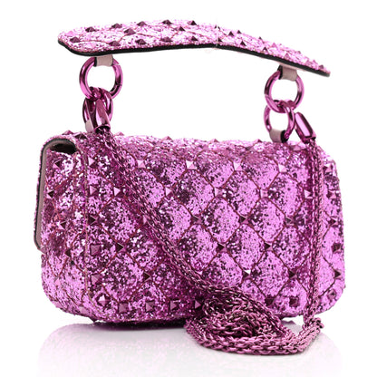 Valentino Garavani Glitter Mini Rockstud Spike Shoulder Bag Water Lilac 3 of 13