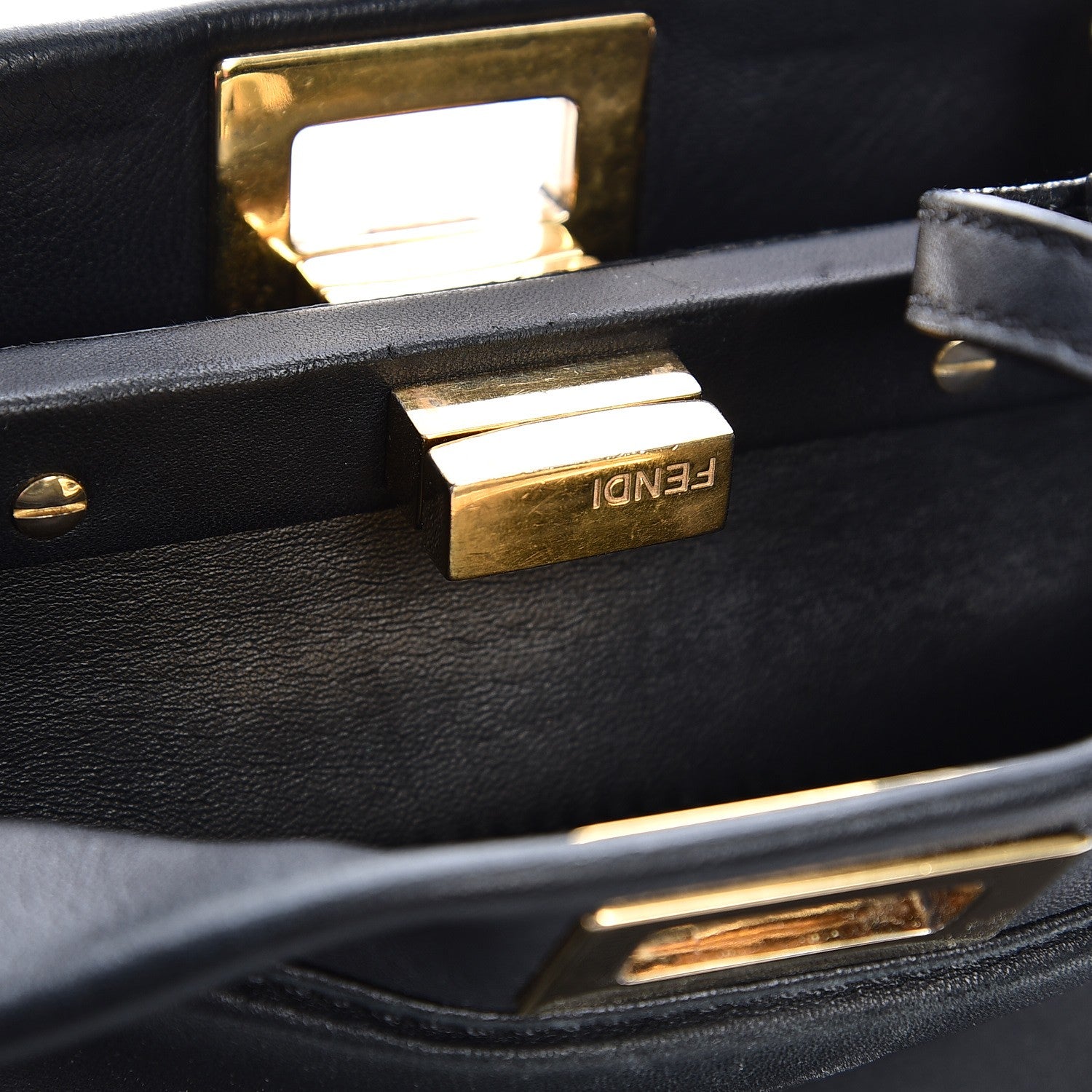 Fendi Nappa Mini Peekaboo Iconic Satchel Black 8 of 8