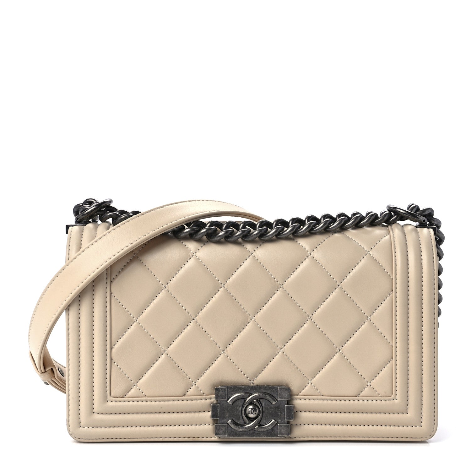 Chanel Calfskin Quilted Medium Boy Flap Beige 1 of 11