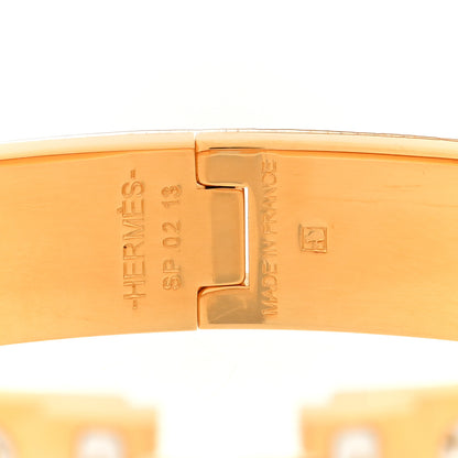 Hermes Enamel Printed Quadrige Au Fil Narrow Clic Clac H Bracelet PM Orfevre Jaune Or Blanc 4 of 5
