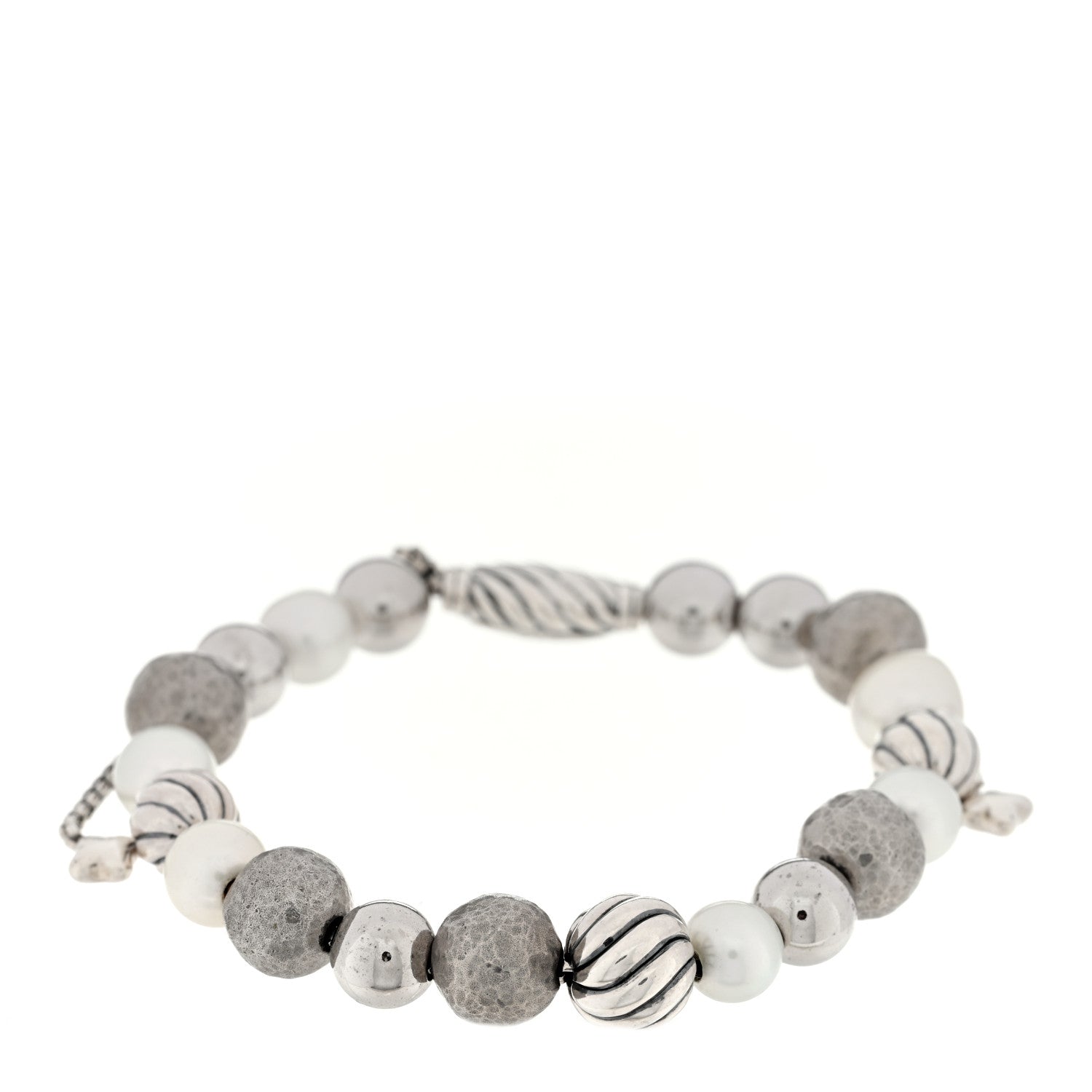 David Yurman Sterling Silver Pearl 9mm Elements Bead Bracelet 1 of 3