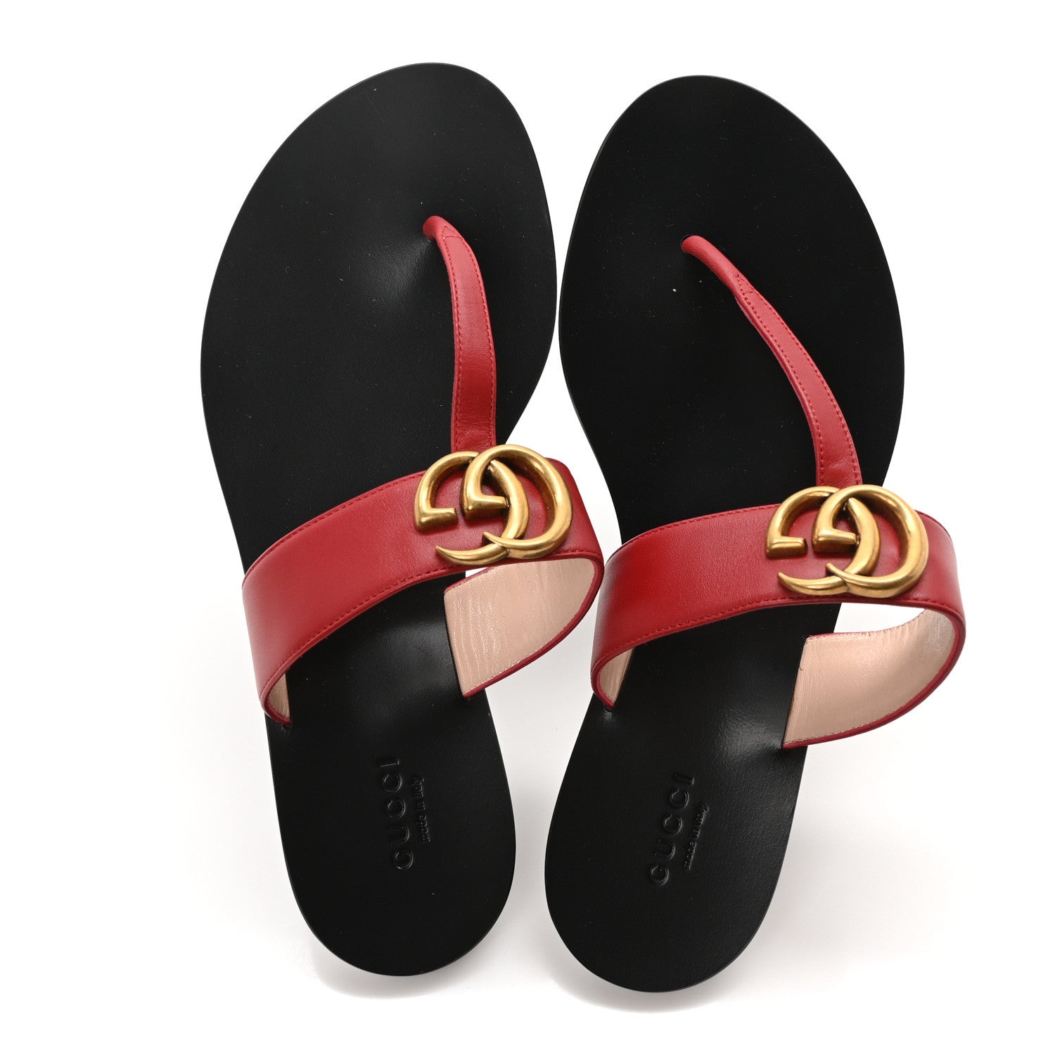 Gucci Calfskin GG Marmont Thong Sandals 38 Red 1745238 – FASHIONPHILE