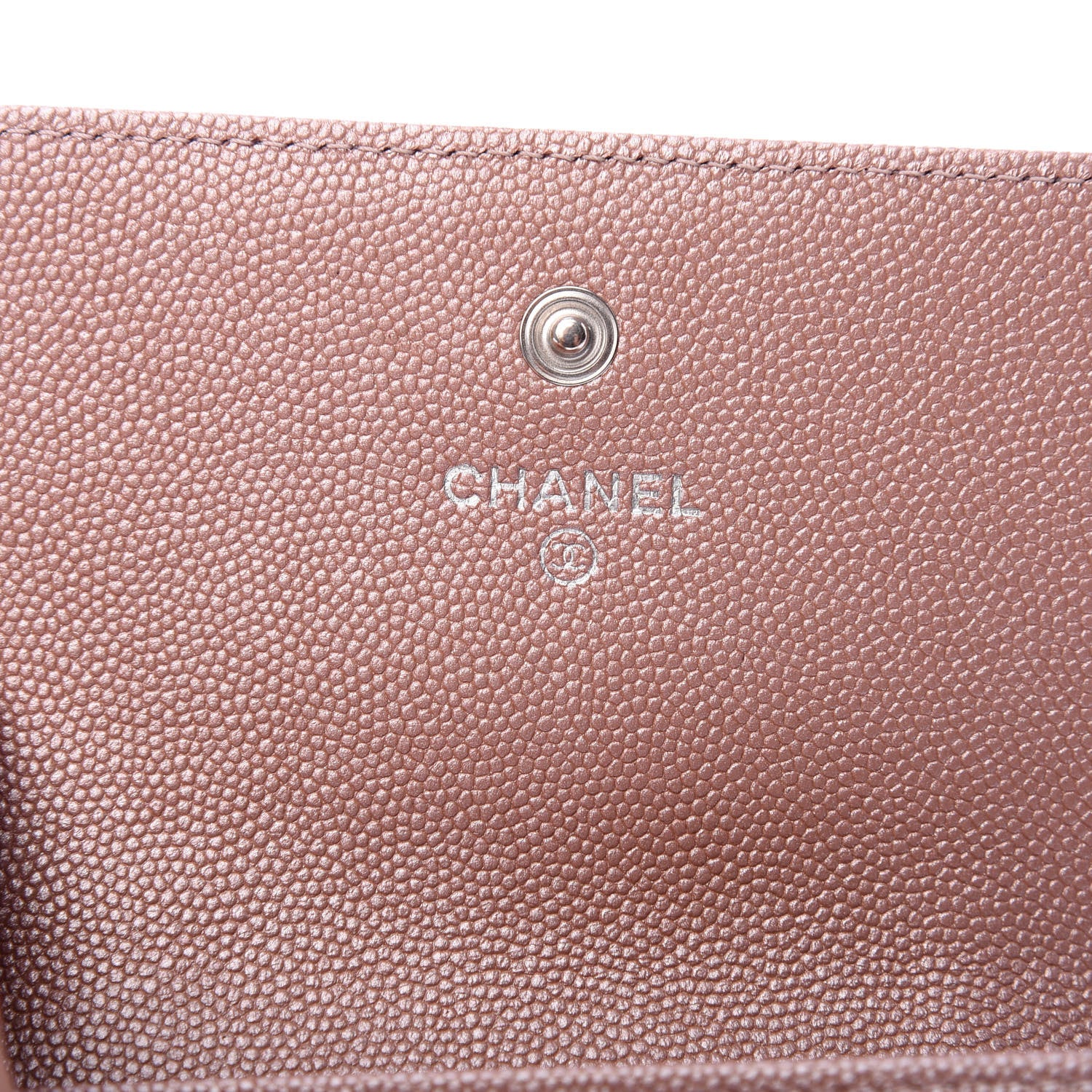 Chanel Metallic Caviar Chevron Quilted Vintage Mademoiselle Flap Card Holder Pink 6 of 9