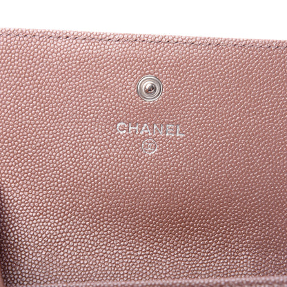Chanel Metallic Caviar Chevron Quilted Vintage Mademoiselle Flap Card Holder Pink 6 of 9