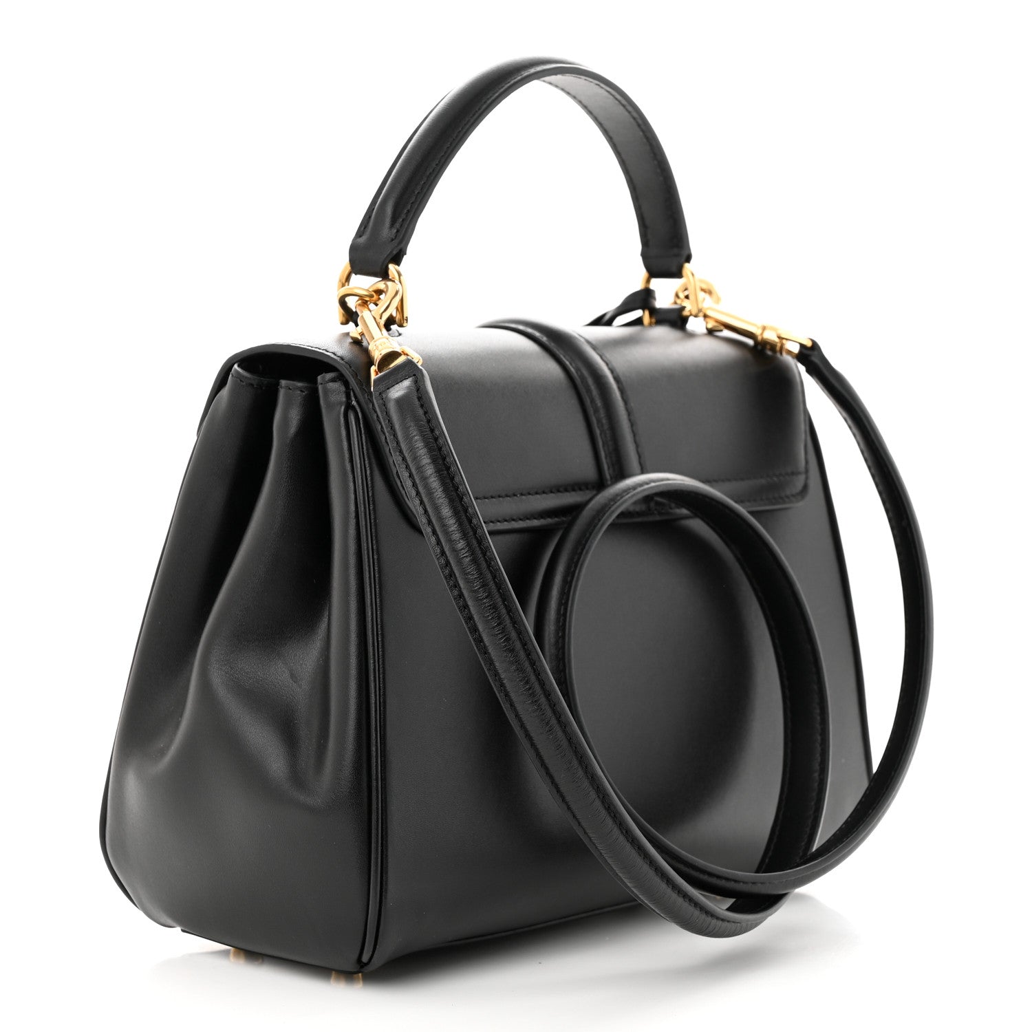 Celine Satinated Calfskin Small 16 Top Handle Bag Black 3 of 12