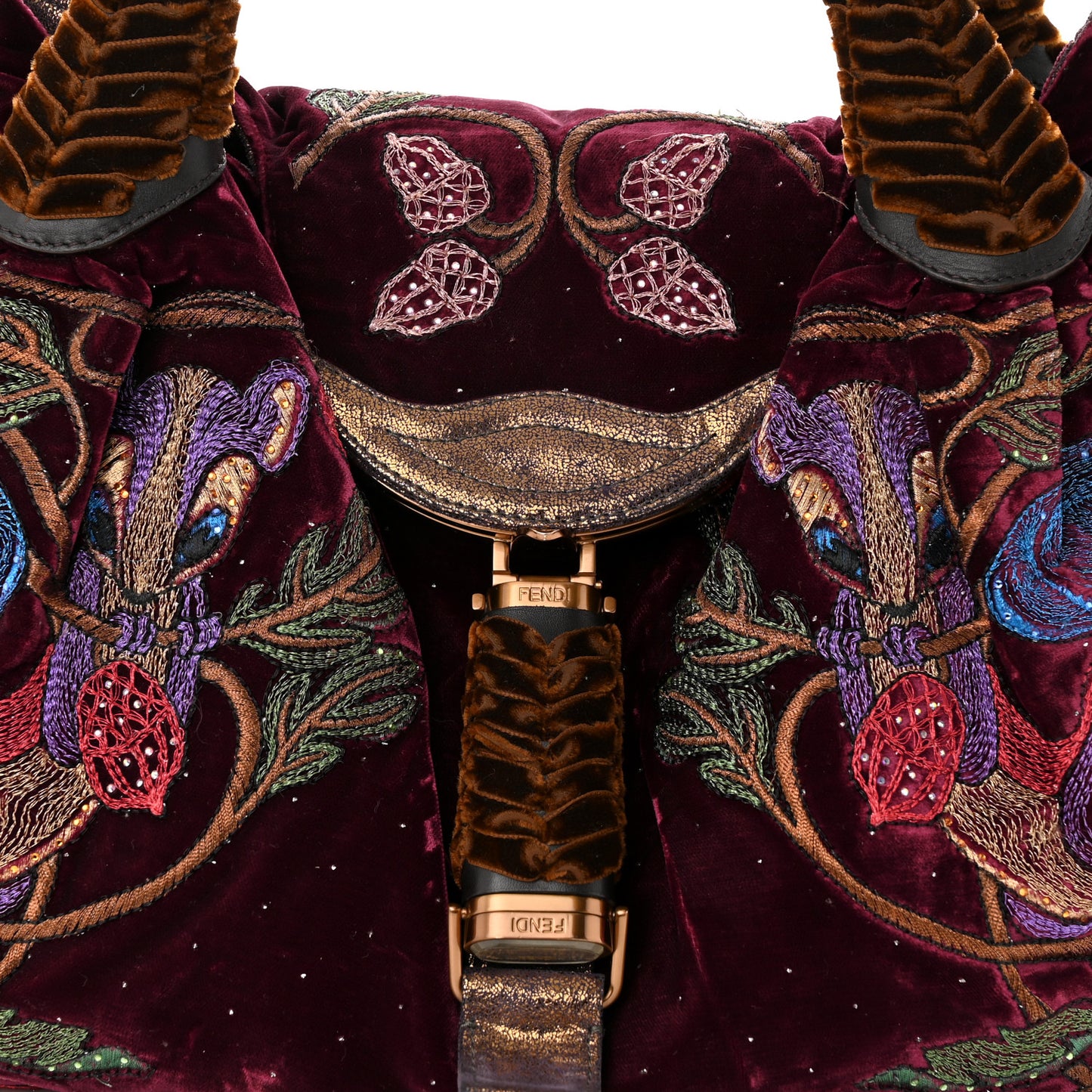 Velvet Embroidered Squirrel Spy Bordeaux Multicolor