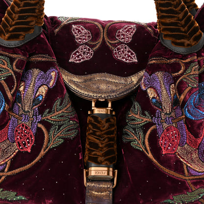 Fendi Velvet Embroidered Squirrel Spy Bordeaux Multicolor 8 of 12