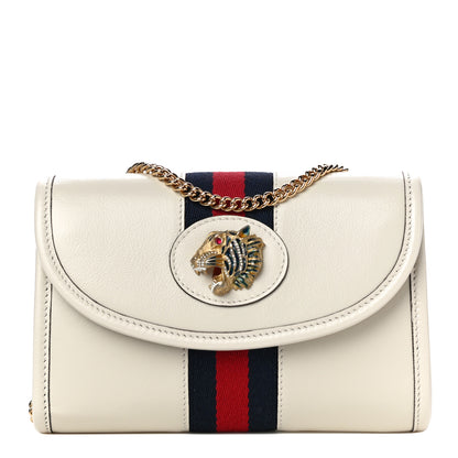 Gucci Textured Calfskin Web Mini Rajah Slim Flap Shoulder Bag Mystic White 1 of 11