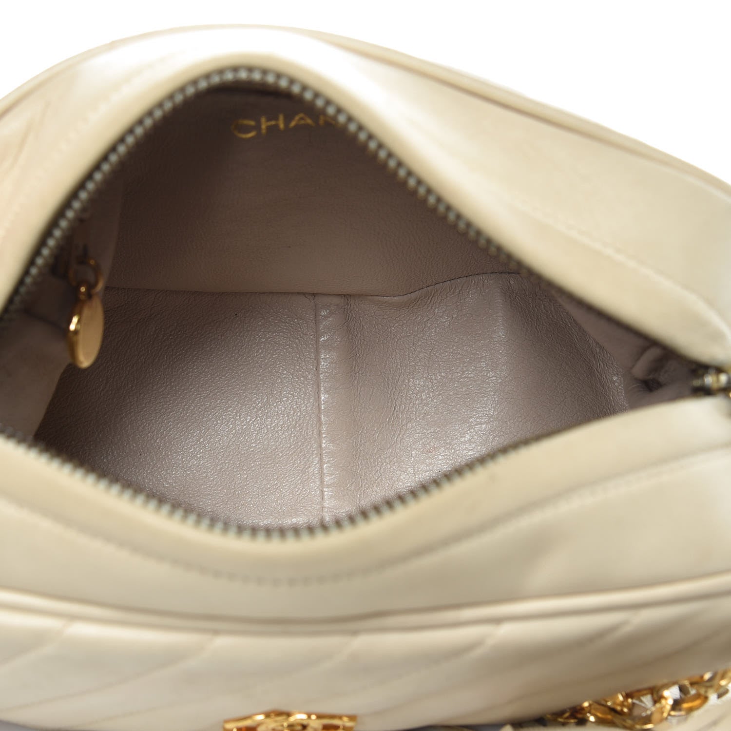 Chanel Lambskin Diagonal Quilted Tassel Camera Bag Light Beige 5 of 19