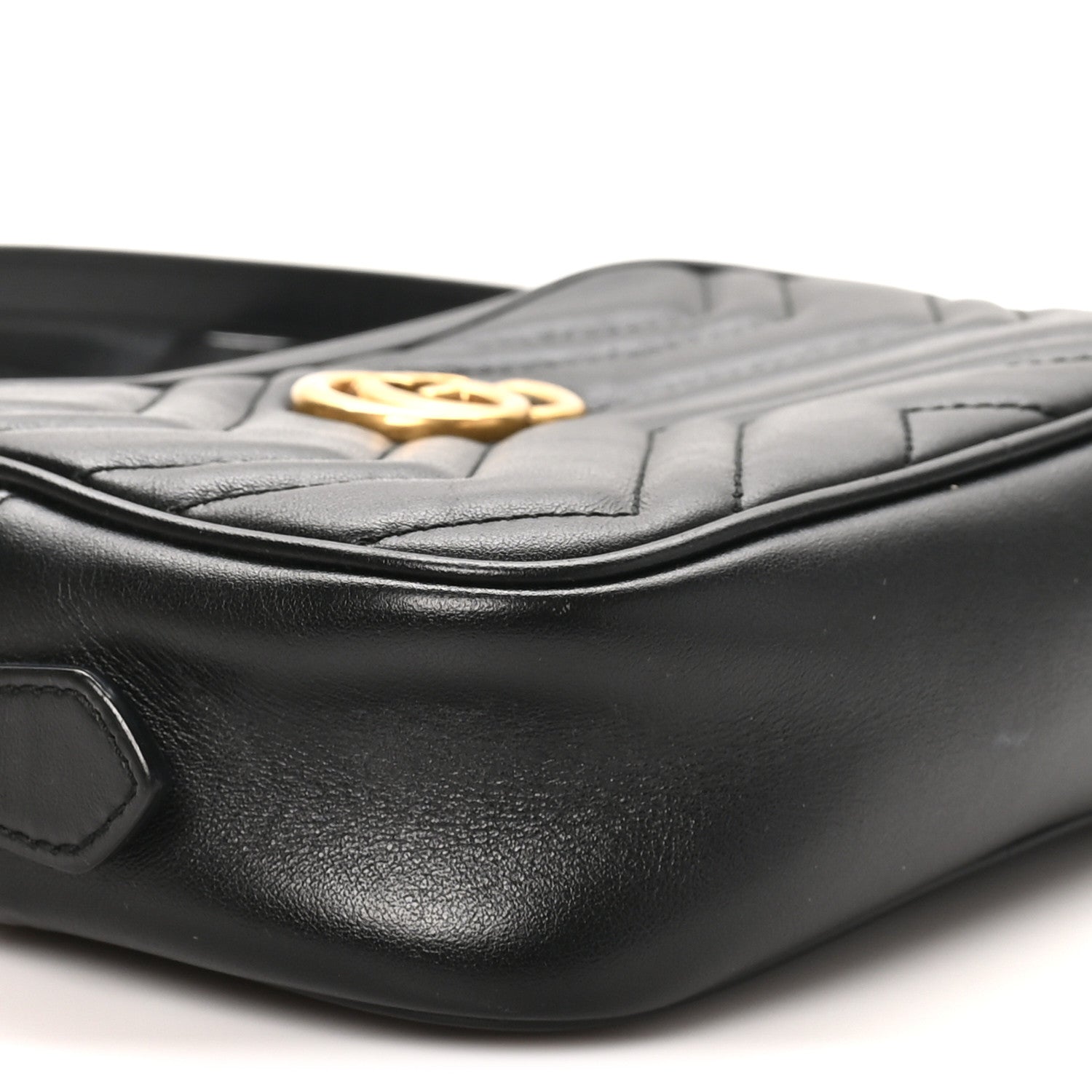 Gucci Calfskin Matelasse Mini GG Marmont Chain Shoulder Bag Black 9 of 10