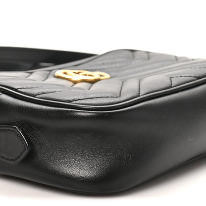 Gucci Calfskin Matelasse Mini GG Marmont Chain Shoulder Bag Black 9 of 10