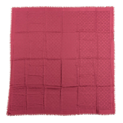 Louis Vuitton Silk Wool Monogram Shawl Wine Red 1 of 3