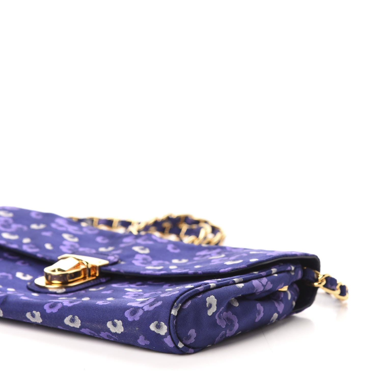 Prada Tessuto Nylon Jacquard Floral Print Shoulder Bag Blue 9 of 10