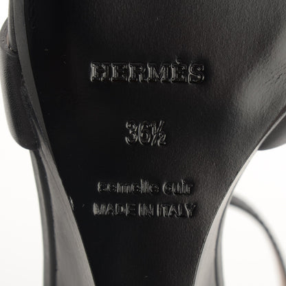 Hermes Calfskin Legend Wedge Sandals 36.5 Black 7 of 8