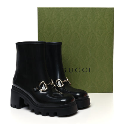 Gucci Rubber Womens Horsebit Ankle Boots 38 Black 8 of 8