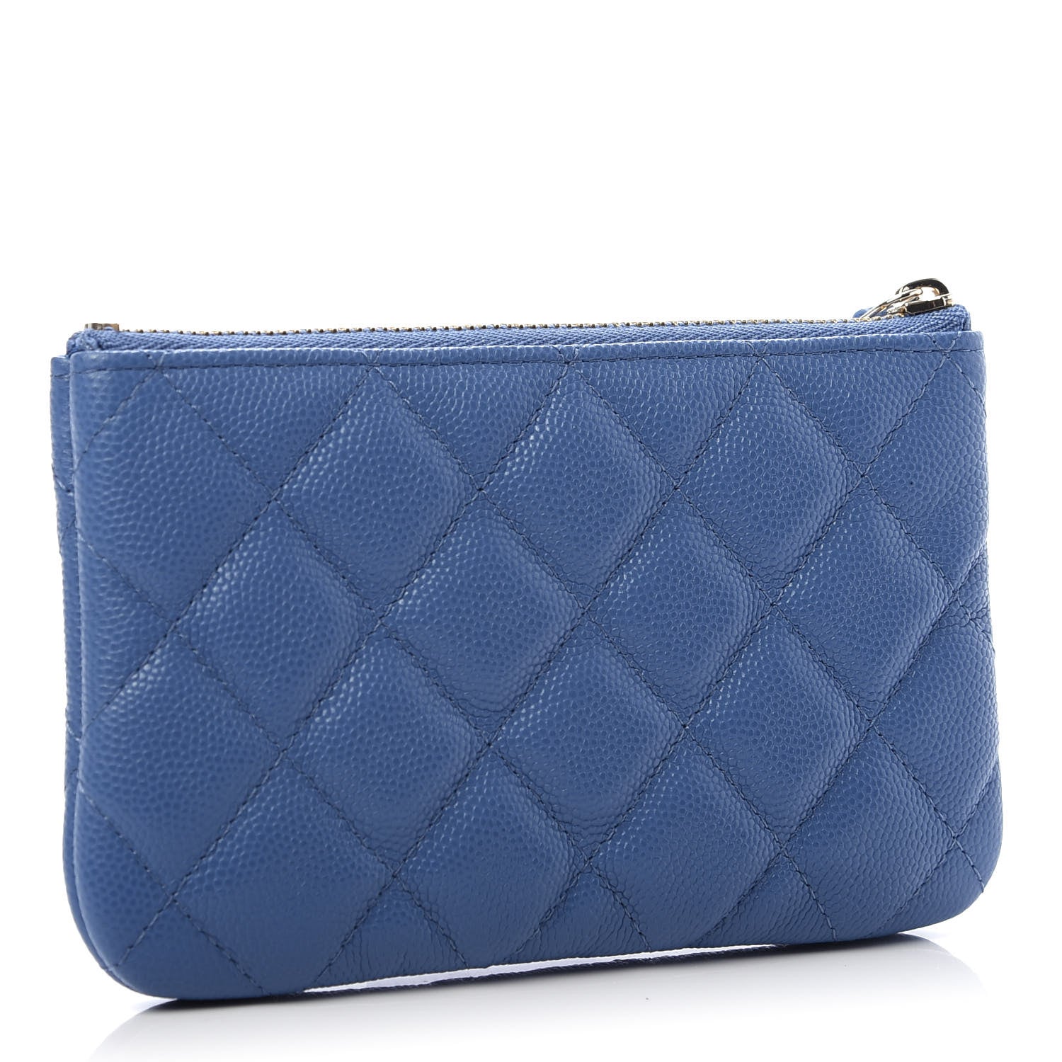 Chanel Caviar Quilted Small Cosmetic Case Blue 3 of 8
