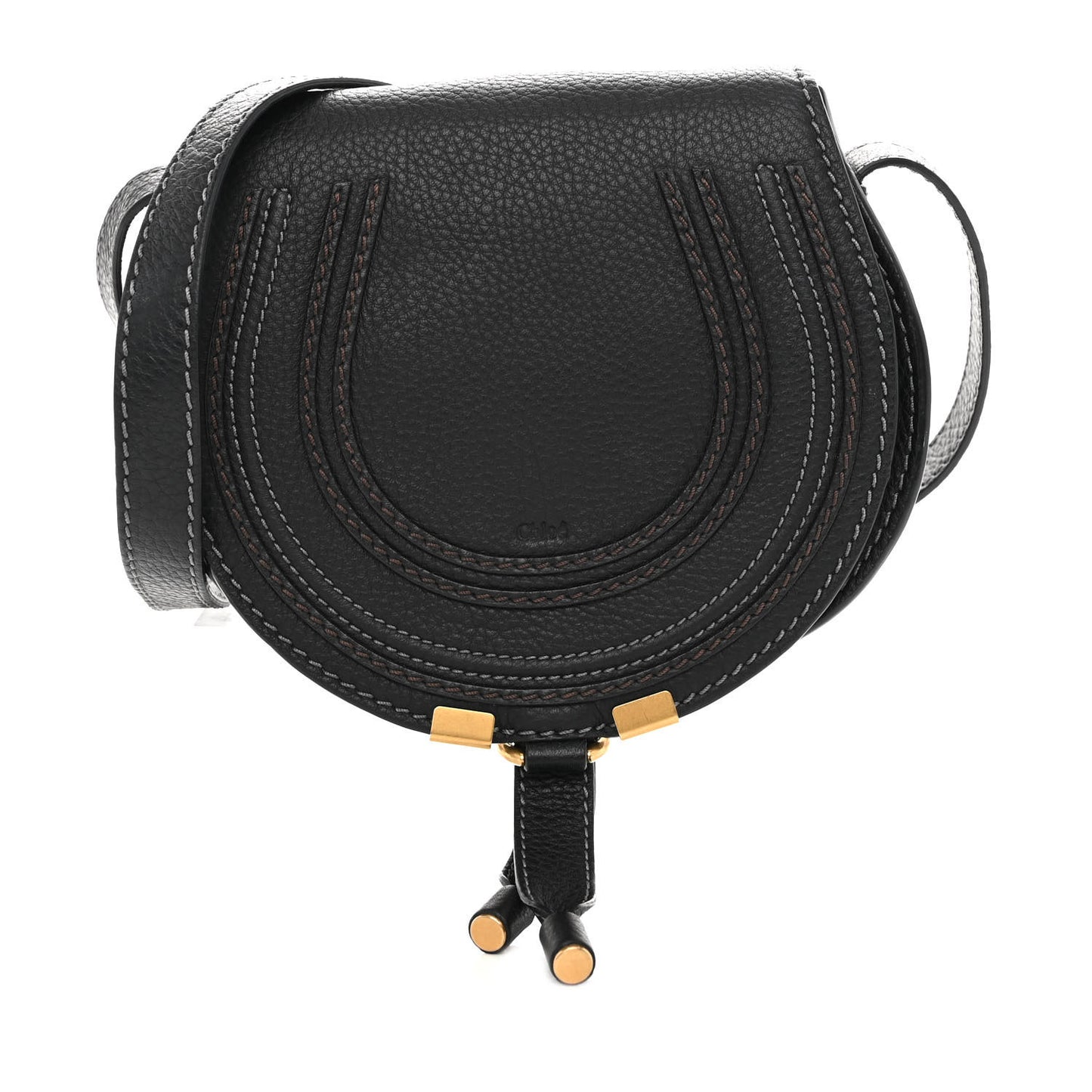 Calfskin Mini Marcie Round Crossbody Bag Black
