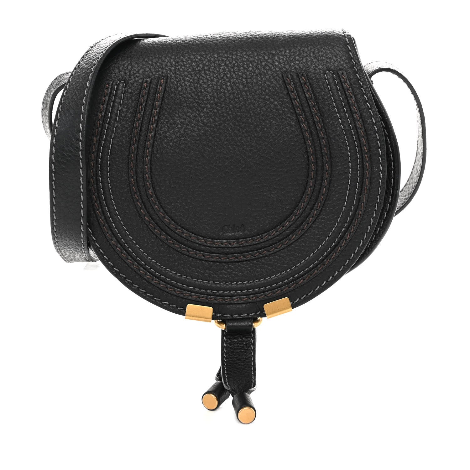 Chloe Calfskin Mini Marcie Round Crossbody Bag Black 1 of 10