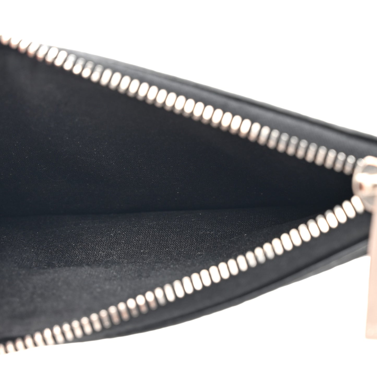 Calfskin Diag-Stripe Zip Card Holder Black