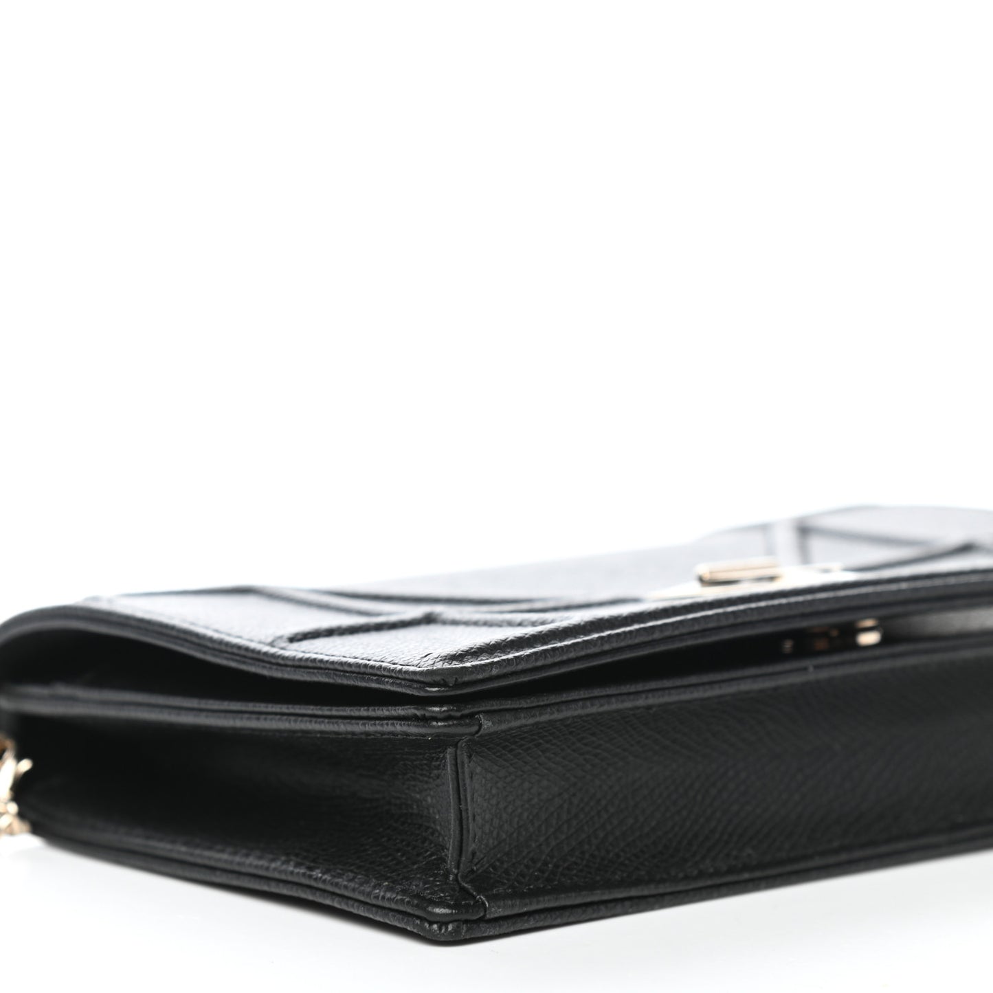 Grained Calfskin Diorama Wallet on Chain Pouch Black
