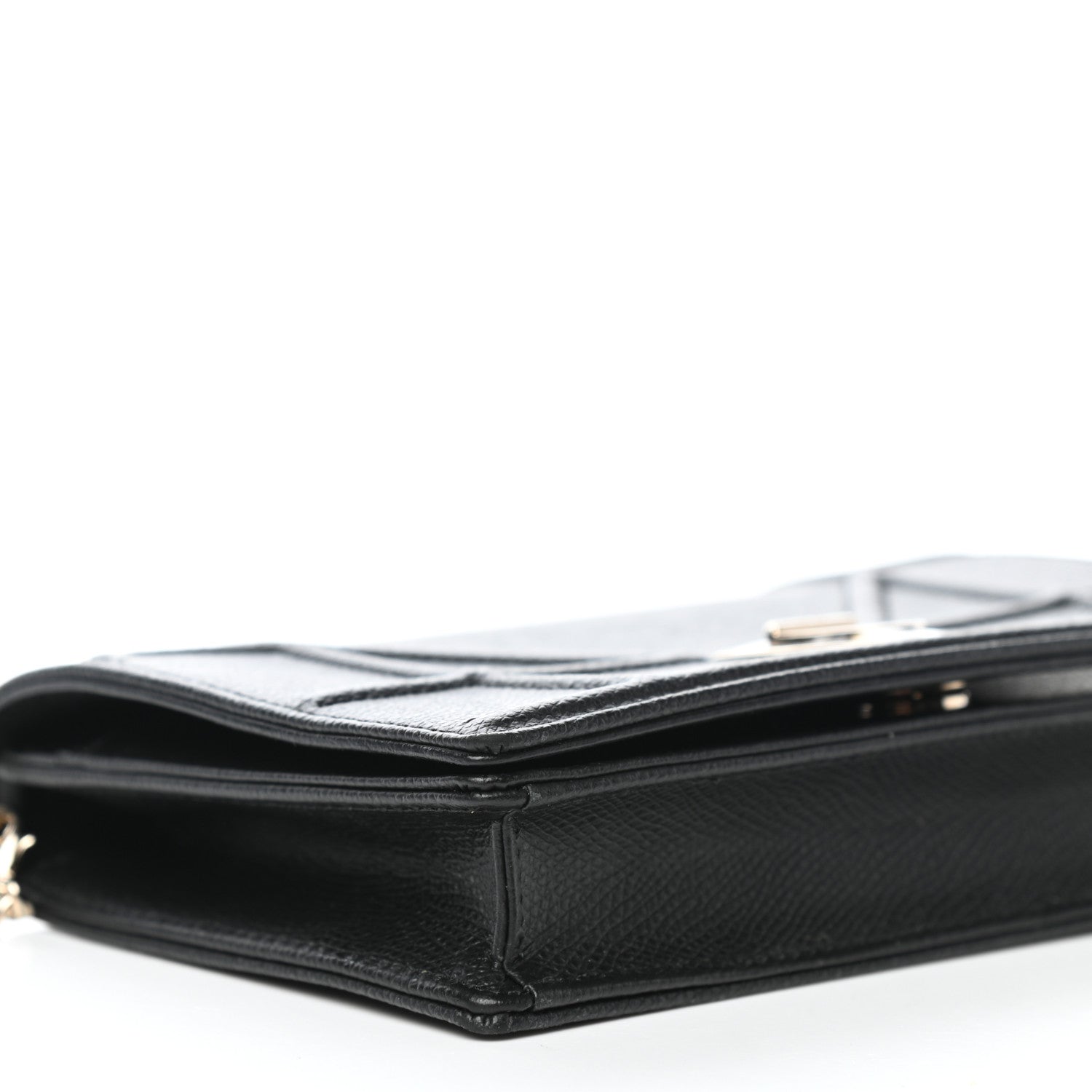 Christian Dior Grained Calfskin Diorama Wallet on Chain Pouch Black 9 of 12