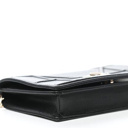 Christian Dior Grained Calfskin Diorama Wallet on Chain Pouch Black 9 of 12