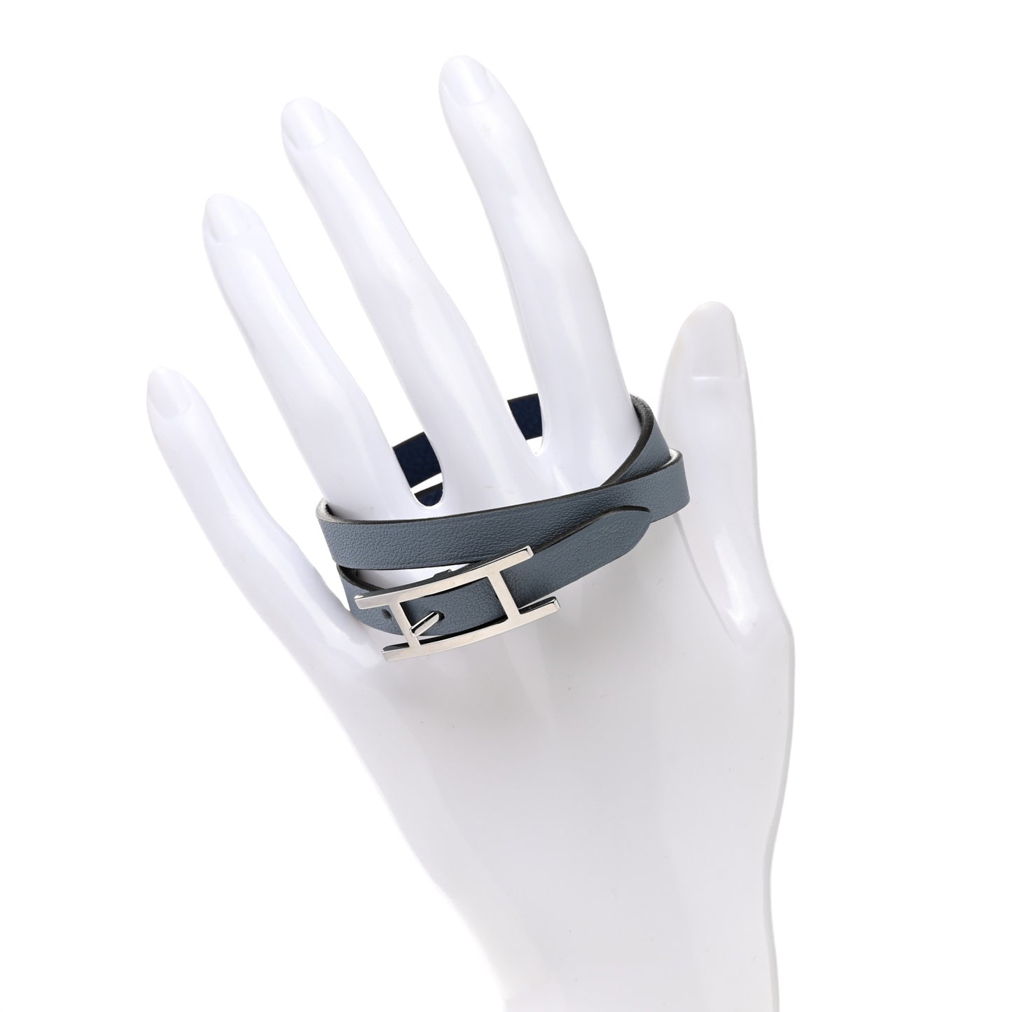 Epsom Swift Behapi Double Tour Bracelet T3 Bleu Lin Bleu Indigo