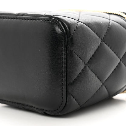 Chanel Lambskin Quilted Mini Pearl Crush Vanity Case With Chain Black 10 of 10